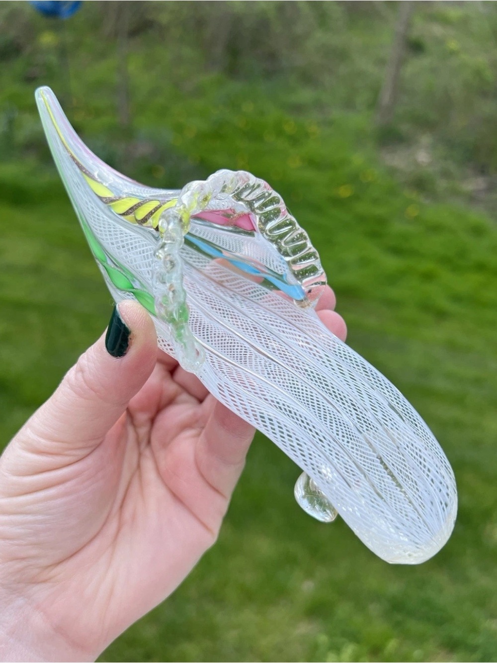 Vintage Zanfirico Murano Glass Latticino & Aventurine Twist Ladies Slipper Shoe